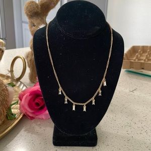 Gold necklace with dainty crystals New with Tag